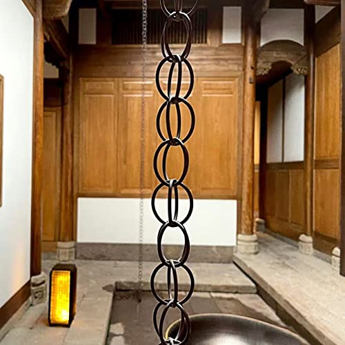 Regnkedja Regnvattenkedja/Avledningsvatten/Kedjelänk, Takavvattning Regnkedjor Ersättningsstuprör För Hängrännor, Ring Yard Villa Home Display,Style2-240cm (8ft)