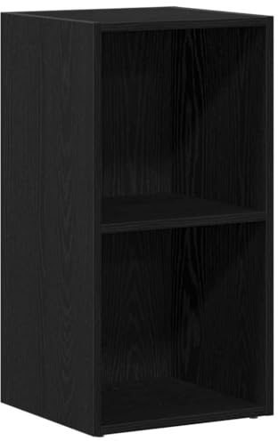 Foknhdi Contenitore per LP nero effetto rovere, 71 x 34 x 36 cm, versatile scatola per dischi in legno, robusta scatola per il trasporto e scaffale per documenti per vinili, riviste e soggiorno