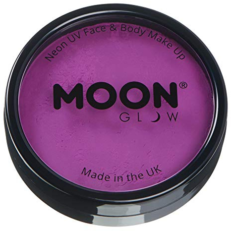 Moon Glow Barattoli per torte Pro Intense Neon UV Face & Body Paint - Trucco professionale con pittura per il viso a base d'acqua per adulti e bambini, Viola intenso, 36g