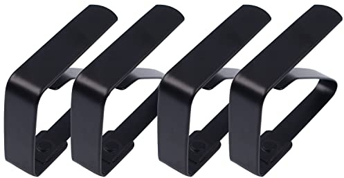 Jaxbo 4 Pieces Tablecloth Clips, Tablecloth Holders, Stainless Steel Table Cover Clamps, Suitable for Parties, Picnics, Restaurants & Weddings (Black)