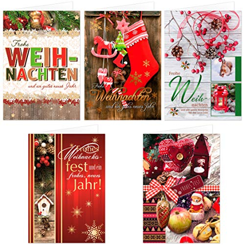 50 Premium Weihnachtskarten (Klappkarten) mit Umschlag, Format 17x12 cm