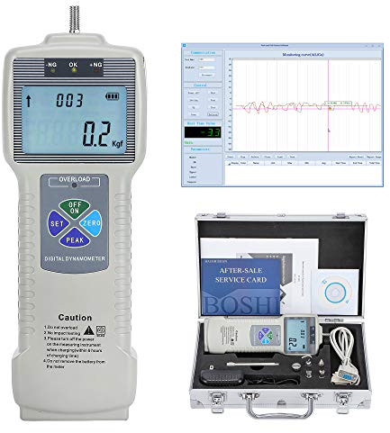 BAOSHISHAN Digital Force Gauge Push Pull Gauge Tester (50Kgf/110Lbf/500N) with USB RS232 Interface LCD Force Measuring Instruments Thrust Meter for Lab Force Test Destructive Test ZP (500N)