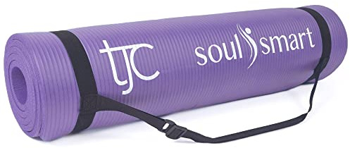 TJC Yoga Mat Non-Slip NBR - 13MM Thickness, Exercise Mat for Home Gym, Eco Friendly Training Mat, High Density Travel Yoga Mat with Carrying Strap for Yoga, Pilates and Fitness, 188x61x1.3 Cm,.