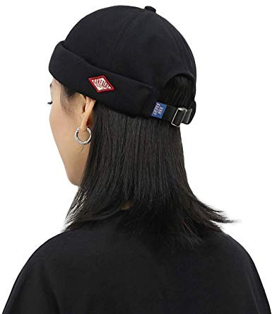 Clape Unisex Docker Watch Hats Street Brimless Hip Hop Skull Cap Soft Cotton Worker Sailor Cap Rolled Cuff Hats Brimless Leon Hat Black CT37
