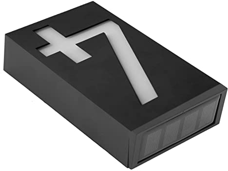 LED Nummer Licht Outdoor LED Solar Power Hausnummer Licht mit 6 LED-Leuchten und Großem Schriftdesign, fur Haus Hotel Store(Nummer 4)