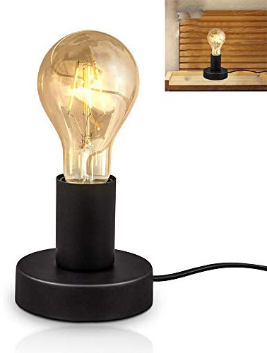 Lampe de bureau métal noir E27 douille, lampe de table rétro avec interrupteur sur le câble lampe de lecture lampe de chevet pour Chambre salon cuisine couloir chevet chambre d'enfants