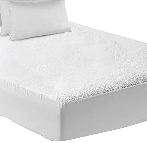 100% Cotton Mattress Protector Single Bed Washable, Soft Absorbent, Anti-Allergy Waterproof Bed Sheet Non-Noisy Waterproof Protector