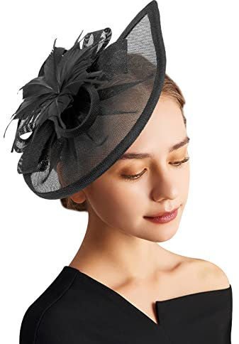 DRESHOW Fascinator Hüte für Damen Pillbox Hut mit Schleier Stirnband und Einer Gegabelten Clip Tea Party Kopfbedeckung