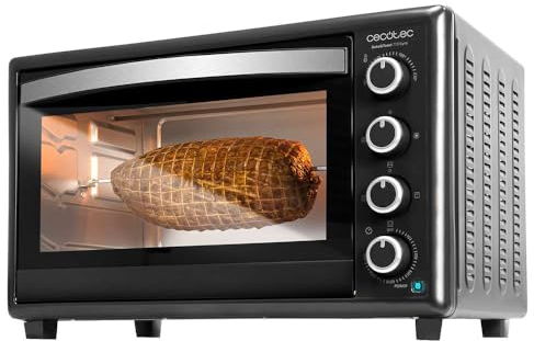 Cecotec Horno de sobremesa Bake&Toast 4600 Black Gyro, 46 L, 2000 W, 12 funciones combinables de calor, Incluye rustidor giratorio, bandeja recogemigas.