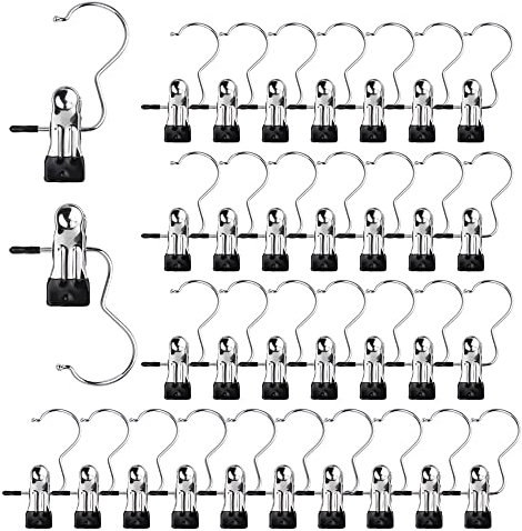 30 Unidades de Ganchos de Ropa portátiles HAOTIAN-X Antideslizantes para Botas Perchas de Acero Inoxidable, de Alta Resistencia, Multifuncional, Agujas de Ropa Individuales, Clips para Colgar para