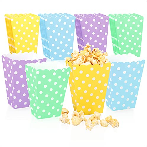 com-four® 32x Popcorn-Tüten - Papiertüten für Picknick, Geburtstage, Hochzeit oder als kleines Osternest - Snacktasche für Süßigkeiten und Candybar - Partytüten (32 Stück - bunt)