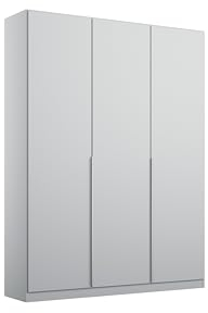 Rauch Möbel Alabama Drehtürenschrank Schrank Kleiderschrank Grau, 3-türig, Inklusive Zubehörpaket Premium, 2 Kleiderstangen, 5 Einlegeböden, 2 Schubkästen, BxHxT 136x210x54 cm