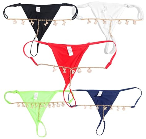 Artsadd Custom G-String Thongs for Women Personalized Letter Name Waist Chain Underwear Panties T-String Body Jewelry Gift (Golden Rhinestone Letters)