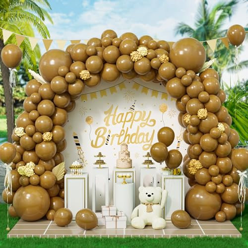 Eitolo Brown Balloons 143 pcs Brown Balloon Arch Garland Kit 5/10/12/18 Inch Different Size Dark Brown Latex Balloons for Women Girls Boys Wedding Baby Shower Bear Birthday Party Graduation Decoration