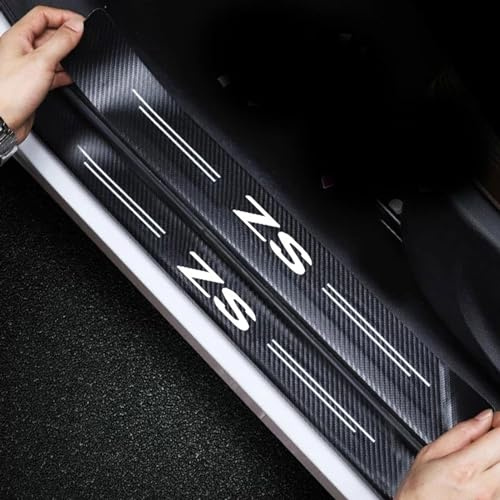 RIDGOEL 4 Piezas Protector de Umbral de Puerta de Coche para MG ZS, Decoración para Estribos de Coche de Fibra de Carbono Película Protectora de Pintura Pegatina