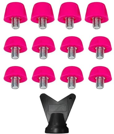 Sharplace 12 pièces chaussures de piste pointes chaussures de Rugby goujons M5 gazon anti-dérapant avec clé crampons de botte de Football pointes de botte de, rose rouge