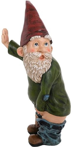Générique Nain de Jardin Qui Fait,Figurine Grossière,Statue De Jardin en Polyrésine Résistante Aux Intempéries Et Au Gel,Décoration De Jardin L'extérieur,Résine Multicolore