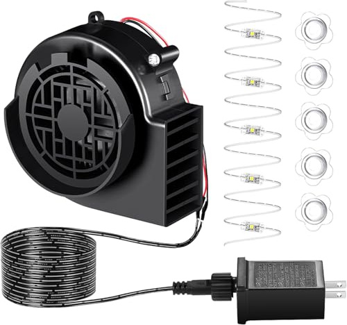 Ventilateur gonflable de rechange avec 5 lumières LED pour costume de Noël, Thanksgiving, Halloween, cour, pelouse, barbecue, pique-nique, camping