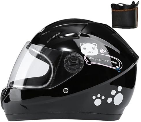 Casco moto integrale per bambini, casco scooter omologato ECE con visiera parasole e sciarpa rimovibile, casco scooter per ragazzi e ragazze dai 3 ai 12 anni D,50-54CM