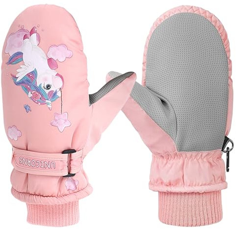 DKDDSSS Waterproof Kids Gloves, Kids Winter Ski Gloves, Children's Winter Warm Snow Gloves, Waterproof, Windproof and Snowproof, for Toddler Children Girls Boys 2-5 Years Old