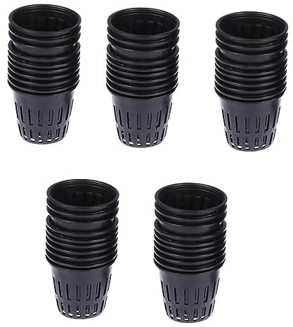 ANDRESLAD 50 Pezzi Vasca in Plastica Piantare Vasi a Rete Cestino Vasi Da Fioriera Secchio Idroponico Piccolo Vaso Per Piante Tazza a Labbro Largo Black Riutilizzabile