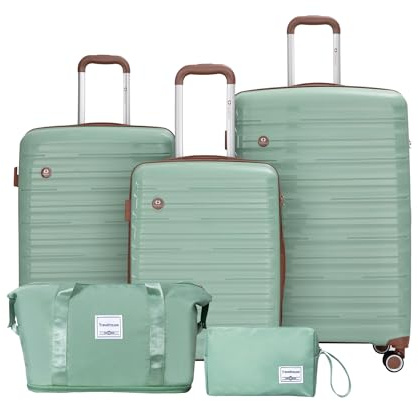 Travelhouse Ascona 5-teiliges Trolley Set – Koffer mit Rollen (75/65/55 cm), Reisetasche & Kulturbeutel, ABS+PC Hartschale, TSA-Schloss, Spinnerrollen