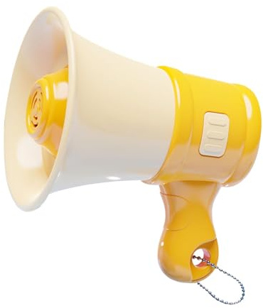 LeeQinersw Mini Megafono 7.8 Cm Con Catena, Megafono Giocattolo Con Funzione Di Registrazione E Riproduzione, Per Eventi, Annunci O Attività Di Vendita Di Strada, Giallo