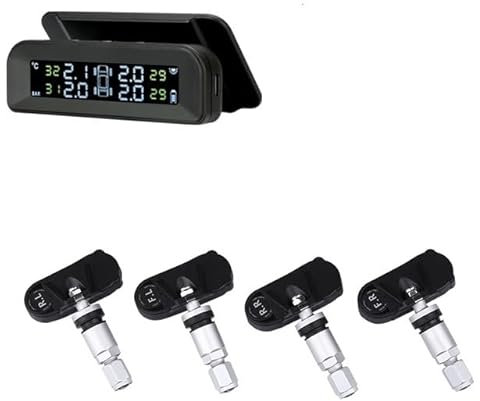 Sensori Pressione Pneumatici Sistema di monitoraggio della pressione dei pneumatici for auto a energia solare Controllo automatico della luminosità collegato al vetro Wireless con 4 sensori Sensore Pr