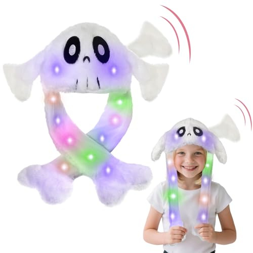 Hifot LED Peluche Bonnet Oreilles Qui Bougent, Halloween Bonnet Oreille Qui Bouge, Chapeau Animé LED pour Enfants Adultes pour Halloween Déguisement Mascarade Cosplay Anniversaire Cadeau
