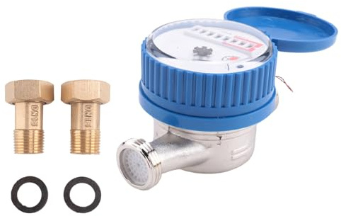 Tuesoa Contador de Agua de un Solo Chorro Contador de Agua de LatóN Medidor de Agua de Flujo para Uso DoméStico y de JardíN