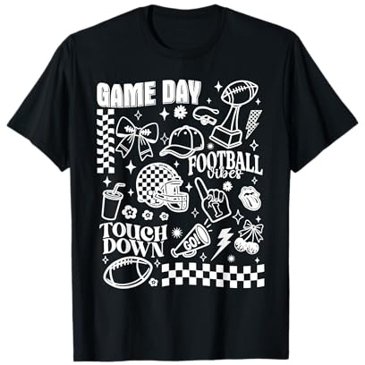 Touchdown American Football Helmet Game Day Coquette Bow T-Shirt