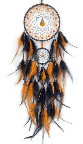 Donko Black and Orange Dream Catcher with Pendant