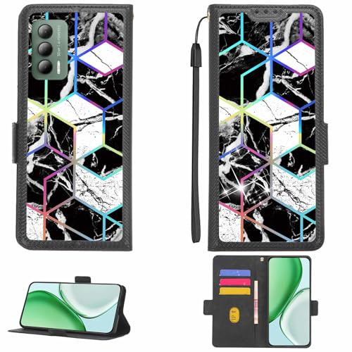 Aroepurt fodral kompatibelt med Cricket Outlast telefonfodral flipskydd [med härdat glas skärmskydd] [RFID-blockering] [Färgglatt reflekterar ljus] LPT-HS