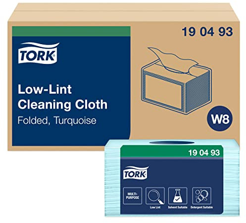 Tork Fusselarme Reinigungstücher Türkis W8, Lösungsmitteltauglich, 8 × 75 Tücher, 190493