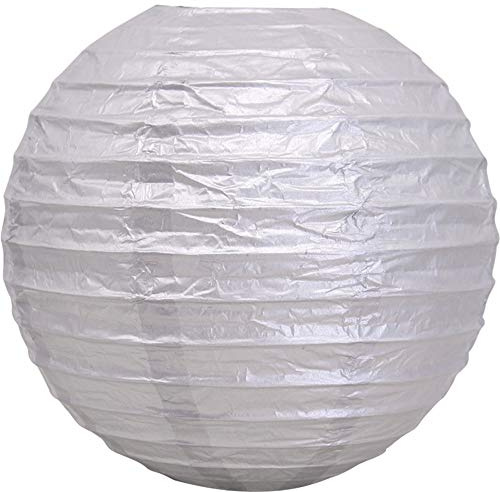 Time to Sparkle Round Tissue Paper Lantern Lampshade | Metal Silver, 24(60cm) Lamp Shade for Wedding Birthday Party Decoration