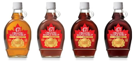 47° North Quadriga 4x Single Press Organic Grade A Maple Syrup, Golden, Amber, Dark & Very Dark 4x250g To enjoy the full range of all true maple syrup flavours in its most original form