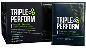 Triple Perform® Kollagen Pulver Grapefruit (30x 26g) im Sachet | Protein Pulver mit bioaktivem Tri-Collagen Komplex | Collagen Peptides | Zink, Magnesium, Vitamin C & Kollagen Peptide