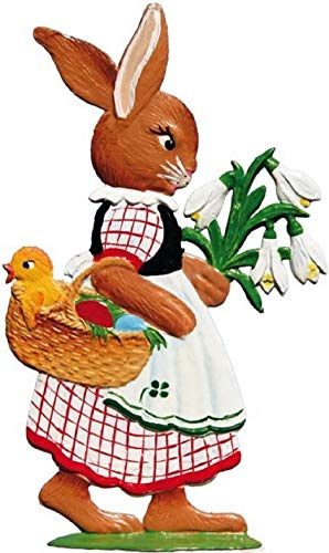 Wilhelm Schweizer Zinnfigur Hasenmädchen mit Korb und Blumen