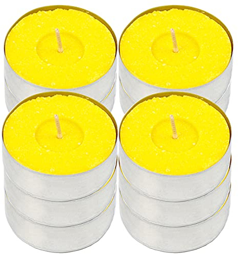 H HANSEL HOME Velas de Té Citronela Grande, Tealight Citronela Perfumada Antimosquitos Velas Cintronela- Pack 12 Velas, 10 Horas de Combustión