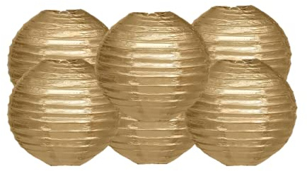 Paper Lanterns Mix Color Packs of 6 Round Paper Lanterns Lampshade Party Decorations (Gold, 18 (45 Cm))
