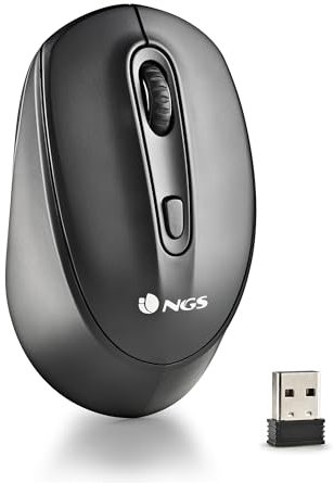 NGS Smog-RB - Ratón Inalámbrico Recargable Multidispositivo con Iluminación LED, con Tecnología Bluetooth 3.0/5.0, 2,4 GHz, 10M Distancia, 50 Horas de Batería, Color Negro