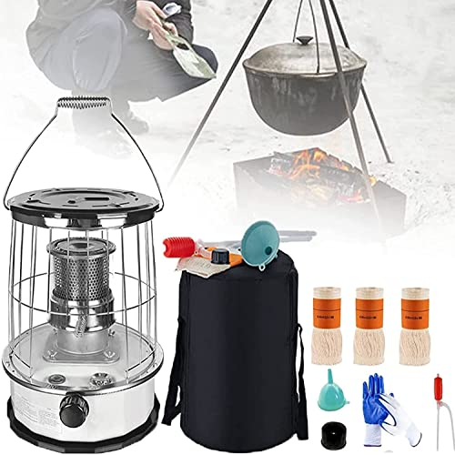 scosao Tragbare Petroleumofen für Innenräume, Petroleum Heizung mit Docht, Petroleumheizung Heizer Ohne Strom mit Lischautomatik 4.5 Liter Petroleumheizer für Camping Zeltheizung Kochen