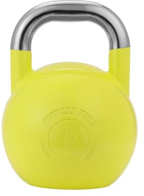 Kettlebell Competición Fitness Tech 4–32 kg – Pesa Rusa Profesional de Acero – Tamaño Uniforme – Cross Training, Fuerza y Entrenamiento Funcional (10 kg)