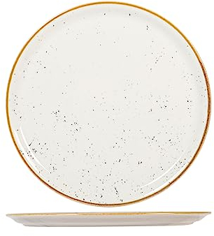 Saturnia Stains Set 6 Piatti Pizza, Porcellana Decorata, Beige, 31cm