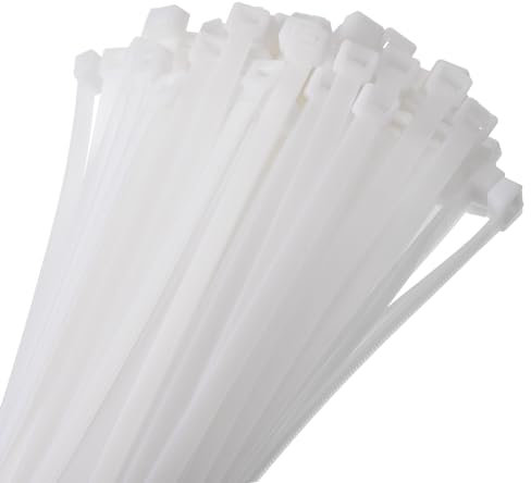 sourcing map 200pcs 250mm/10 53 Lbs Cable Zip Ties Self-Locking Long Nylon Cable Tie Wraps 8mm for Cord Management, White