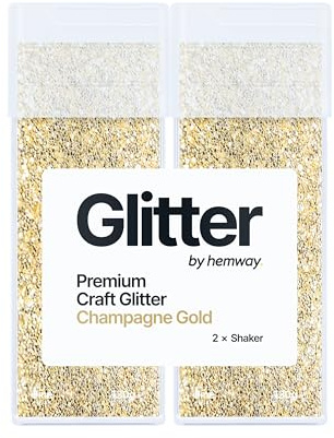 Hemway Craft Glitter Shaker Champagne Gold 130g x2 Pack Fine | for Resin & Epoxy Crafts, Christmas Art Supplies, Nail, Body, Face, Eye, Festival, Crafting, Slime, Sparkle