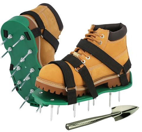 Zapatos Escarificador Cesped, Sandalias Aeradoras con Picos Y Cierres De Gancho para Airear Eficazmente El Suelo del Aireador Césped Tamaño Universa Aerador para Jardín Patio Sin Instalación