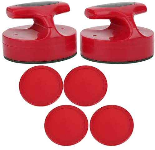 FLEXMAN Air Hockey Schieber und Air Hockey Pucks, Ergonomisches Großes Air Hockey Tischspielset mit 4 Pucks Zubehör für Standard Hockey Tische