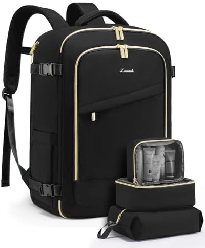 LOVEVOOK Handbagage ryggsäck flygplan, stor 40 l reseryggsäck dam vattentät, resa ryggsäck med skofack kvinnor och män, laptopryggsäck med laptopfack för skola arbete camping