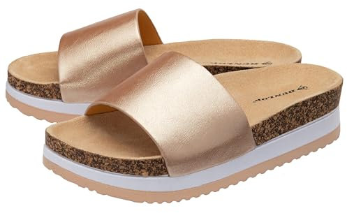 DUNLOP Ladies Sandals Womens Wedge Platform - Rose Gold - UK 6